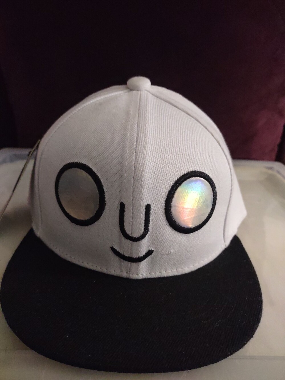 Kids White and Black Smile Face Snapback Hat